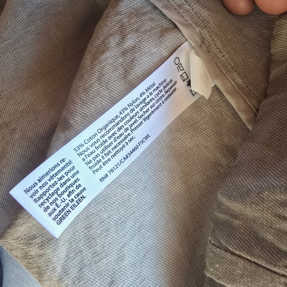 Eileen Fisher Organic Cotton Blend Hooded Parka Jacket Taupe F5CWL Large‎ - Picture 6 of 9